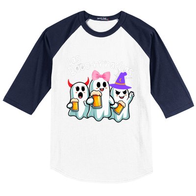 Boorachas Funny Halloween Ghost Drinking Margarita Boo Racha Baseball Sleeve Shirt