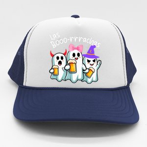 Boorachas Funny Halloween Ghost Drinking Margarita Boo Racha Trucker Hat