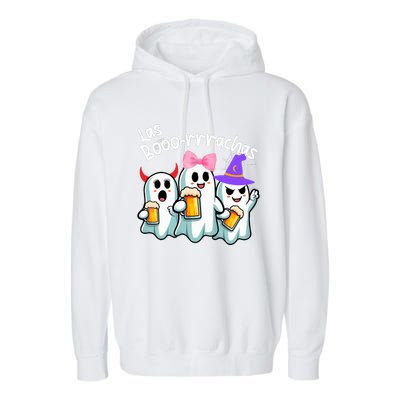 Boorachas Funny Halloween Ghost Drinking Margarita Boo Racha Garment-Dyed Fleece Hoodie