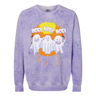 Boo Flamingos Halloween Pink Flamingo Scary Ghost Lover Funny Gift Colorblast Crewneck Sweatshirt