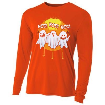 Boo Flamingos Halloween Pink Flamingo Scary Ghost Lover Funny Gift Cooling Performance Long Sleeve Crew