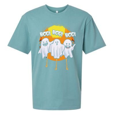 Boo Flamingos Halloween Pink Flamingo Scary Ghost Lover Funny Gift Sueded Cloud Jersey T-Shirt