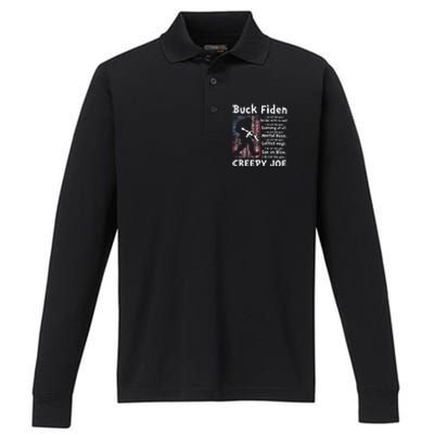 Buck Fiden I Do Not Like Your Border With No Wall Performance Long Sleeve Polo