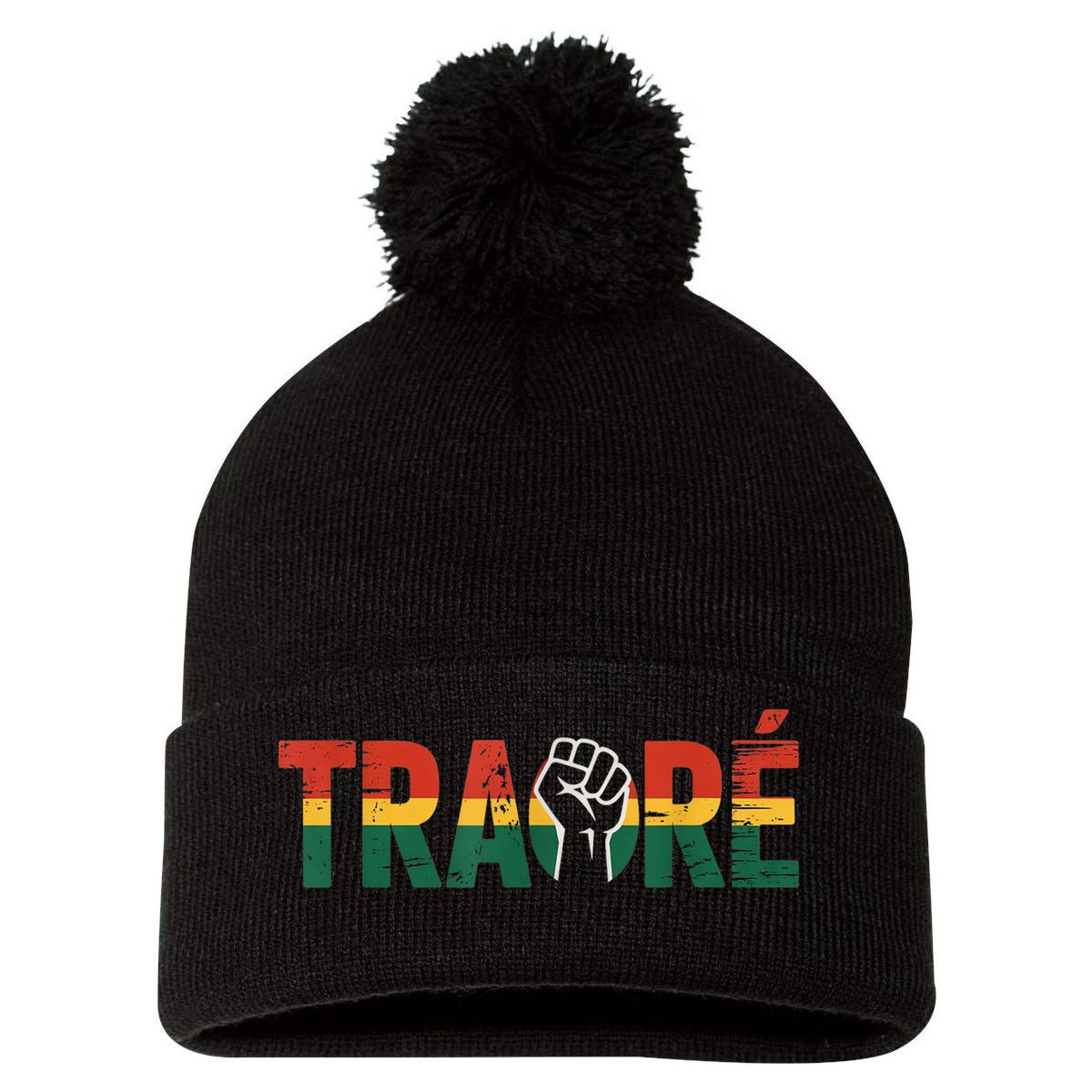 Burkina Faso Ibrahim Traore Pom Pom 12in Knit Beanie