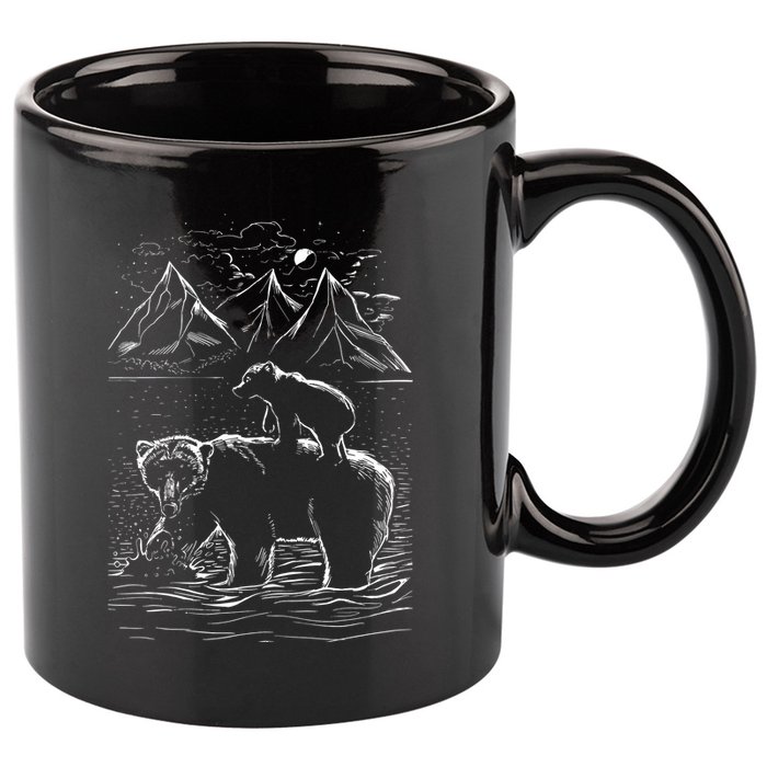 Bear Family In The Wild 11oz C Handle Ceramic Mug