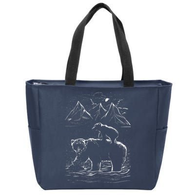 Bear Family In The Wild Zip Tote Bag