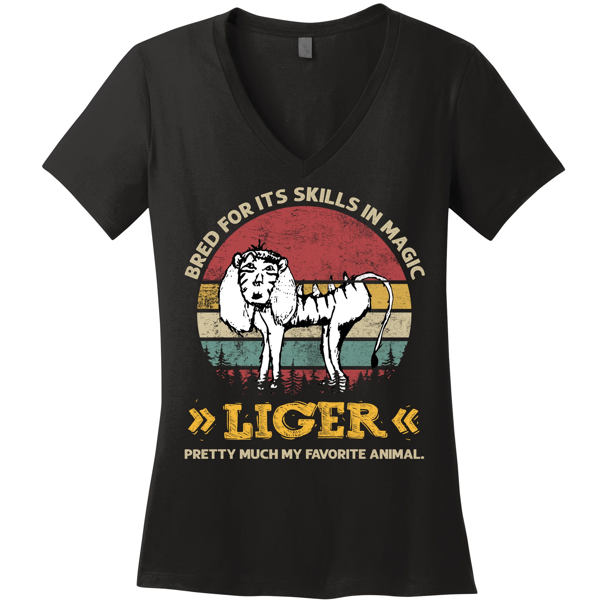 Bred For It's Skills In Magic Liger Pretty Much My Favorite Animal Vintage Women's V-Neck T-Shirt