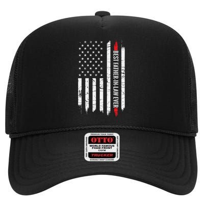 Best Father In Law Ever Us American Vintage Flag High Crown Mesh Back Trucker Hat