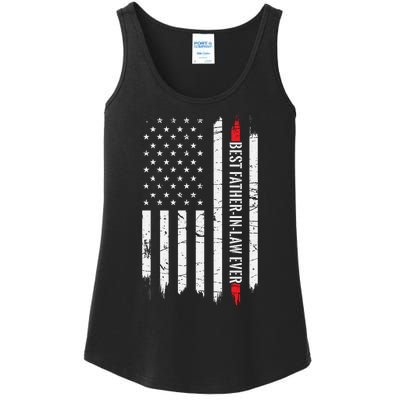 Best Father In Law Ever Us American Vintage Flag Ladies Essential Tank