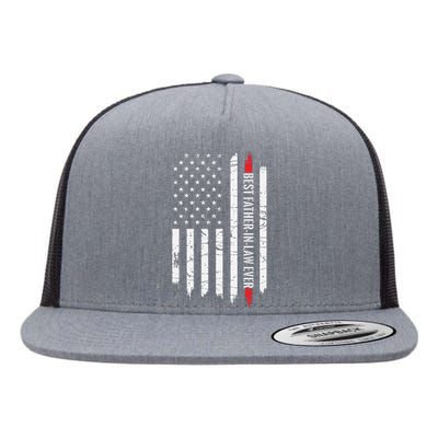 Best Father In Law Ever Us American Vintage Flag Flat Bill Trucker Hat