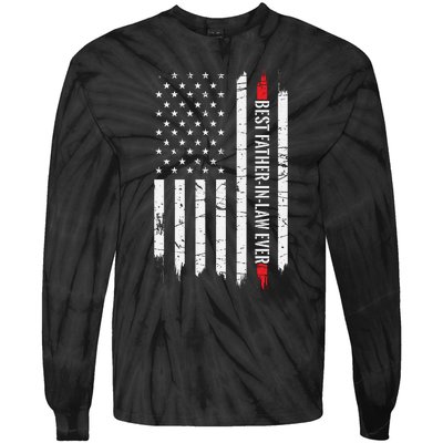 Best Father In Law Ever Us American Vintage Flag Tie-Dye Long Sleeve Shirt