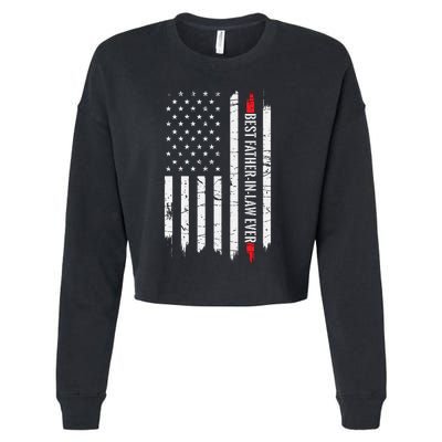 Best Father In Law Ever Us American Vintage Flag Cropped Pullover Crew