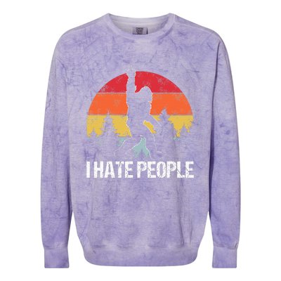 Big Foot I Hate People Middle Finger Sasquatch Colorblast Crewneck Sweatshirt