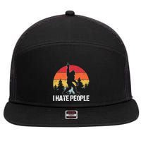 Big Foot I Hate People Middle Finger Sasquatch 7 Panel Mesh Trucker Snapback Hat