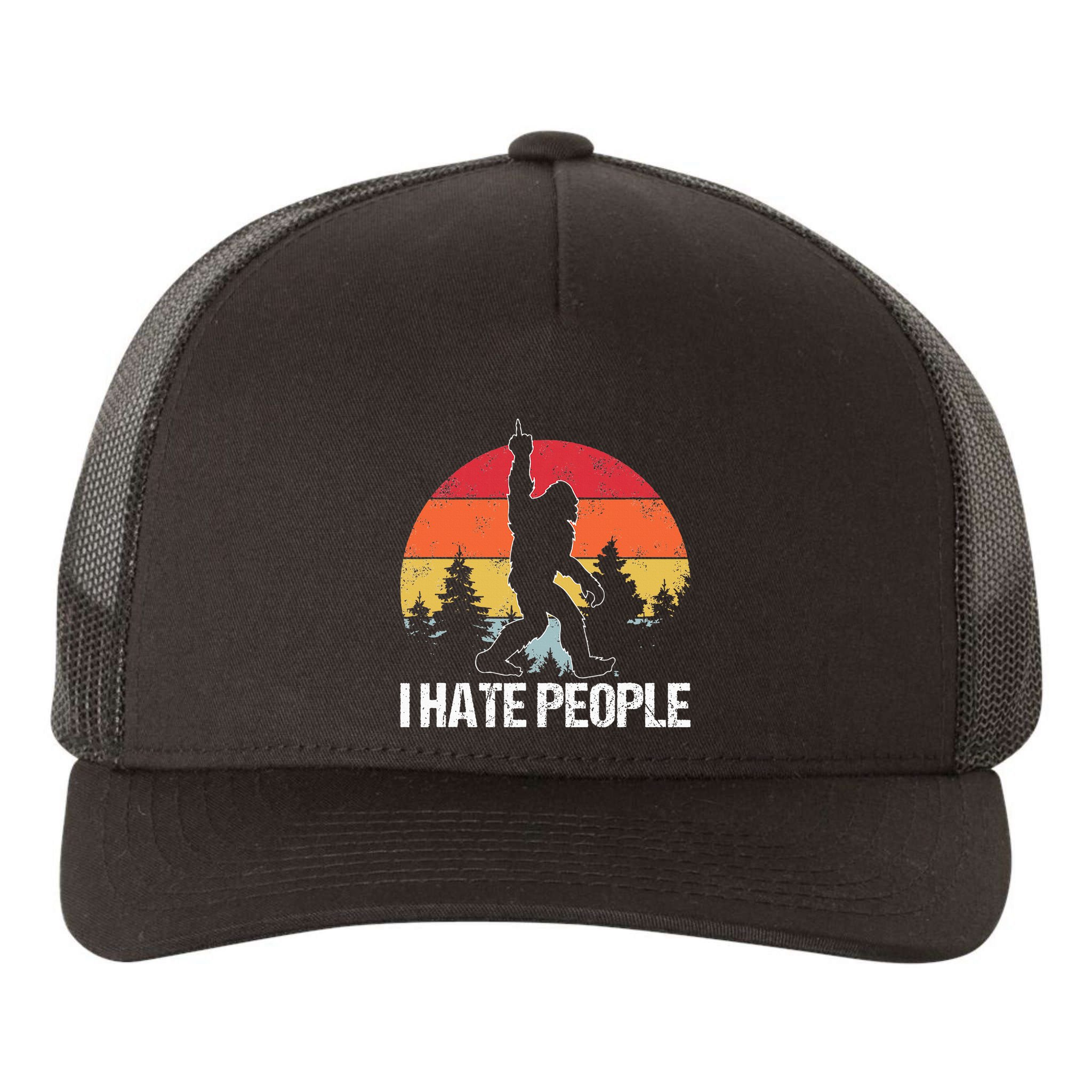 Big Foot I Hate People Middle Finger Sasquatch Yupoong Adult 5-Panel Trucker Hat