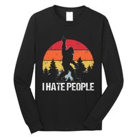 Big Foot I Hate People Middle Finger Sasquatch Long Sleeve Shirt