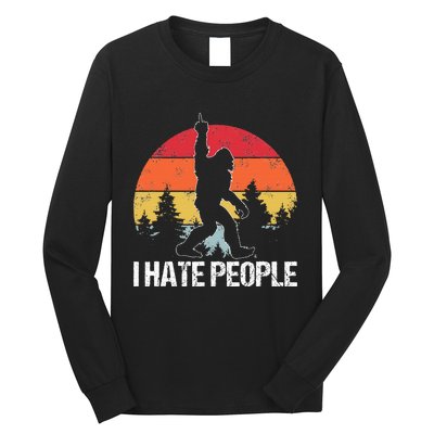 Big Foot I Hate People Middle Finger Sasquatch Long Sleeve Shirt