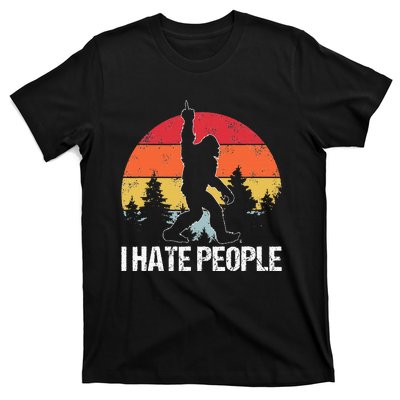 Big Foot I Hate People Middle Finger Sasquatch T-Shirt