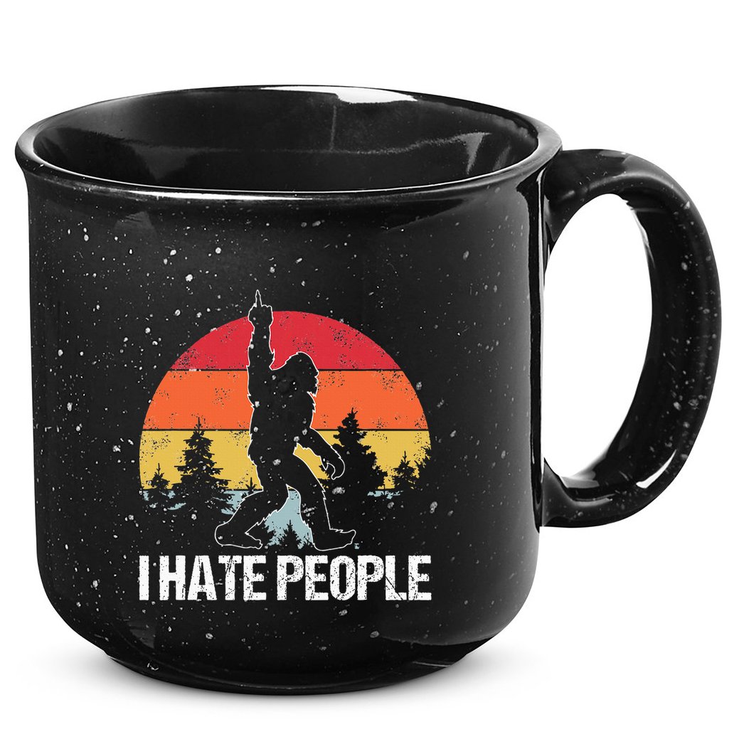 Big Foot I Hate People Middle Finger Sasquatch 15oz Campfire Ceramic Mug