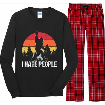 Big Foot I Hate People Middle Finger Sasquatch Long Sleeve Pajama Set