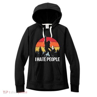 Big Foot I Hate People Middle Finger Sasquatch Women's Fleece Hoodie
