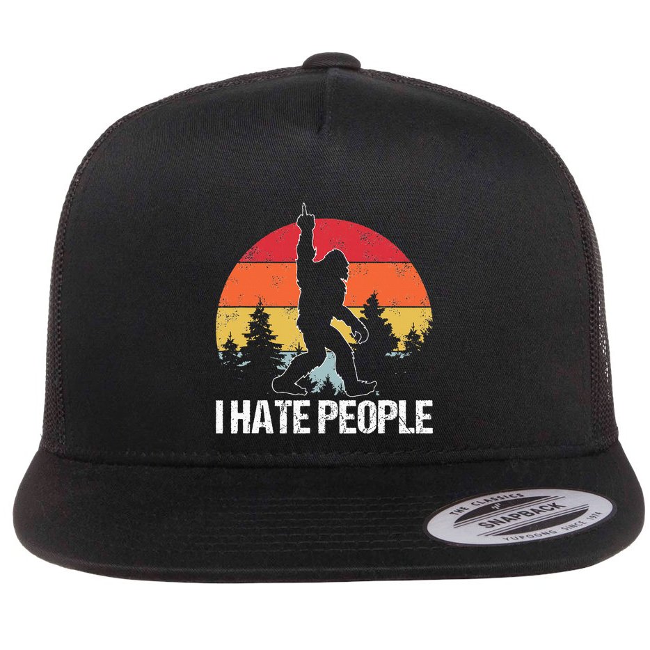 Big Foot I Hate People Middle Finger Sasquatch Flat Bill Trucker Hat