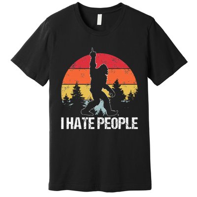 Big Foot I Hate People Middle Finger Sasquatch Premium T-Shirt