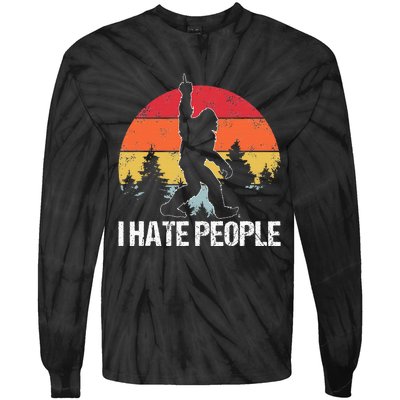 Big Foot I Hate People Middle Finger Sasquatch Tie-Dye Long Sleeve Shirt