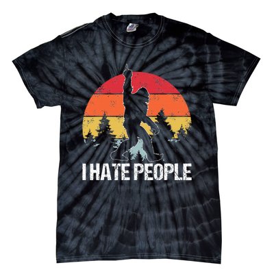 Big Foot I Hate People Middle Finger Sasquatch Tie-Dye T-Shirt