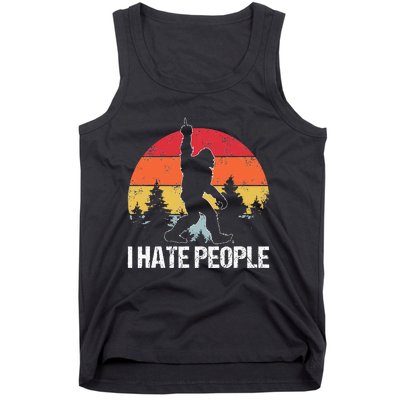 Big Foot I Hate People Middle Finger Sasquatch Tank Top