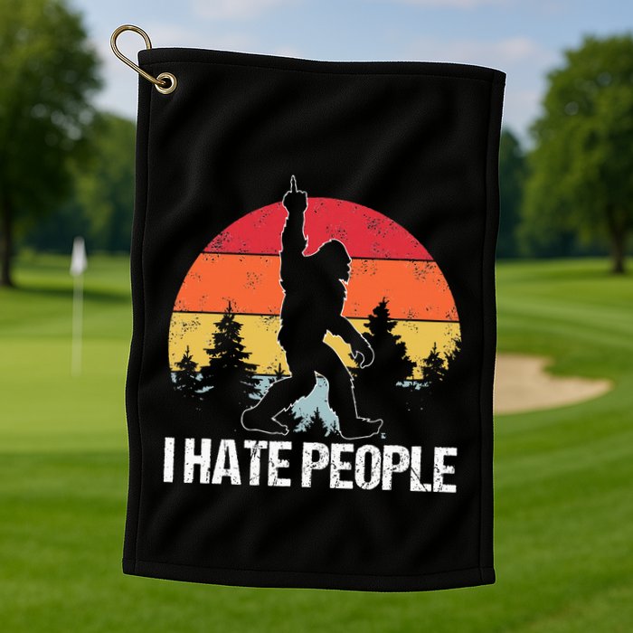 Big Foot I Hate People Middle Finger Sasquatch Golf Towel