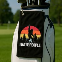 Big Foot I Hate People Middle Finger Sasquatch Golf Towel