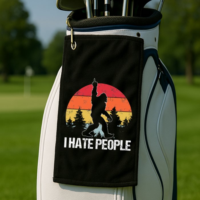 Big Foot I Hate People Middle Finger Sasquatch Golf Towel