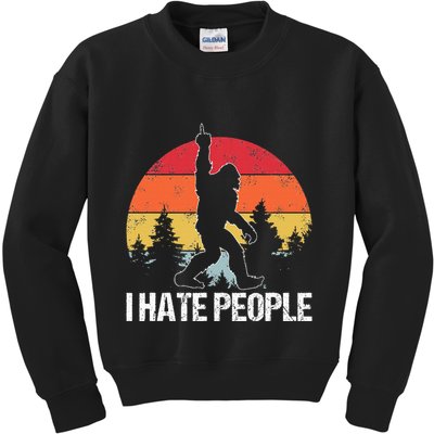 Big Foot I Hate People Middle Finger Sasquatch Kids Sweatshirt