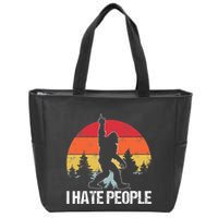 Big Foot I Hate People Middle Finger Sasquatch Zip Tote Bag