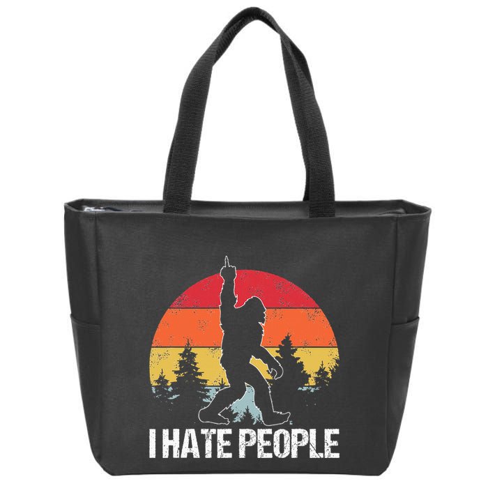 Big Foot I Hate People Middle Finger Sasquatch Zip Tote Bag