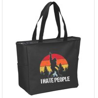 Big Foot I Hate People Middle Finger Sasquatch Zip Tote Bag