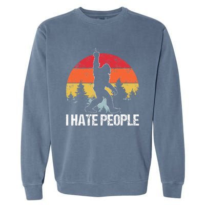 Big Foot I Hate People Middle Finger Sasquatch Garment-Dyed Sweatshirt