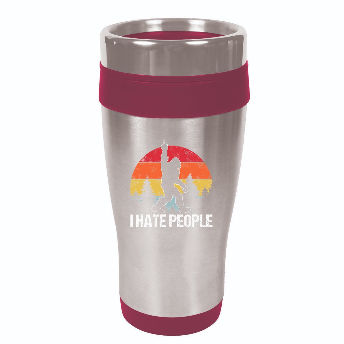 Big Foot I Hate People Middle Finger Sasquatch 16oz Travel Tumbler