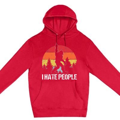 Big Foot I Hate People Middle Finger Sasquatch Premium Pullover Hoodie