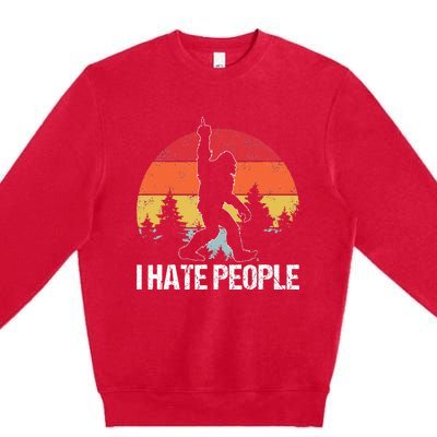 Big Foot I Hate People Middle Finger Sasquatch Premium Crewneck Sweatshirt