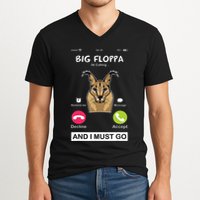 Big Floppa Is Calling Caracal Big Cat Floopa Memes V-Neck T-Shirt