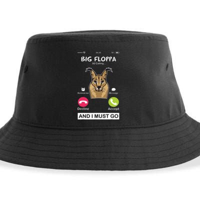 Big Floppa Is Calling Caracal Big Cat Floopa Memes Sustainable Bucket Hat
