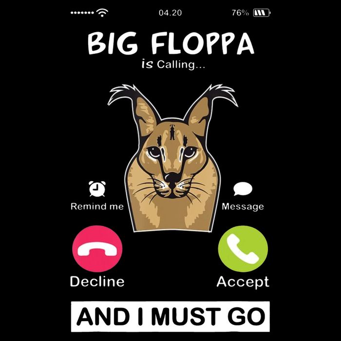 Big Floppa Is Calling Caracal Big Cat Floopa Memes Drawstring Bag