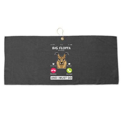 Big Floppa Is Calling Caracal Big Cat Floopa Memes Large Microfiber Waffle Golf Towel