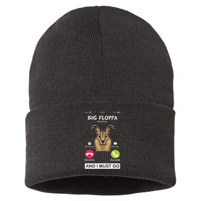 Big Floppa Is Calling Caracal Big Cat Floopa Memes Sustainable Knit Beanie
