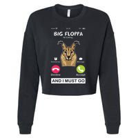 Big Floppa Is Calling Caracal Big Cat Floopa Memes Cropped Pullover Crew