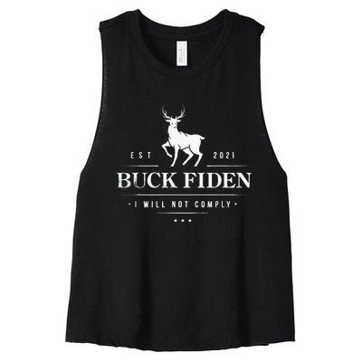 Buck Fiden I Will Not Comply Deer Women's Racerback Cropped Tank