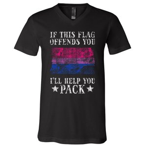 Bisexual Flag If This Offends You Bi Pride Lgbtq V-Neck T-Shirt