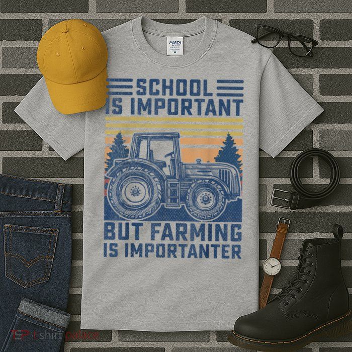 But Farming Is Importanter Farmer Tractor Funny Farm Boys Tall T-Shirt